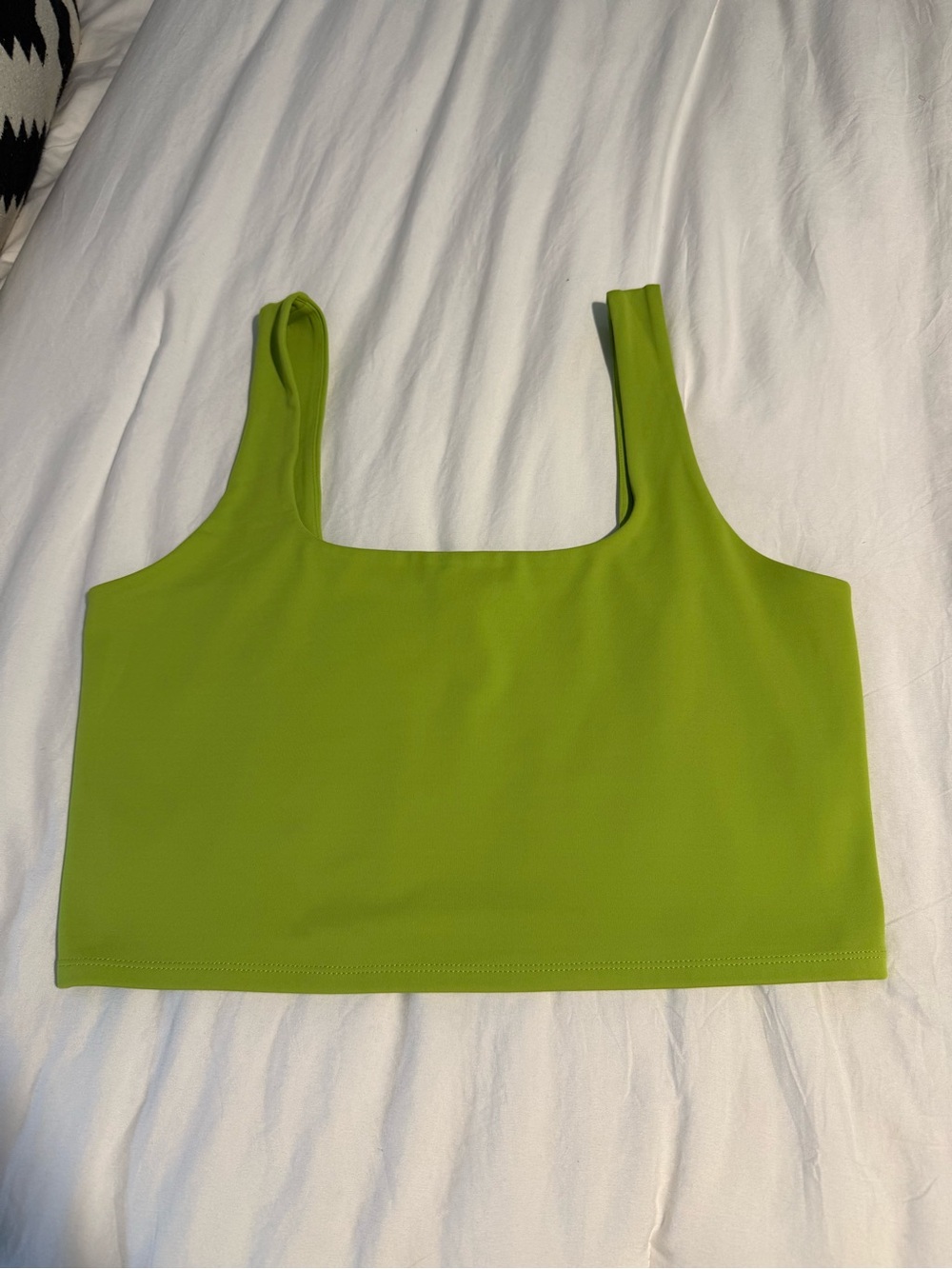 Express Square-Neck Crop Tank in Lime Green